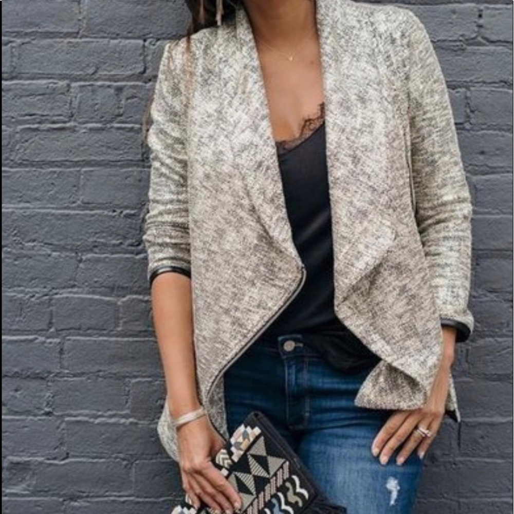 Stella & Dot Rebel Metallic Gold Knit Moto Jacket - Size Small